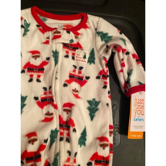Carter's First Christmas Newborn Baby African American Santa Footed Sleeper - Picture 3 of 11
